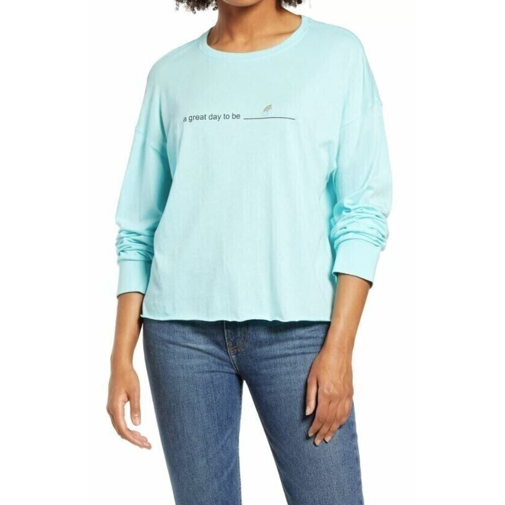 BP. Gender Inclusive Longsleeve Crew Neck "A Great Day To Be" Graphic Tee L $35